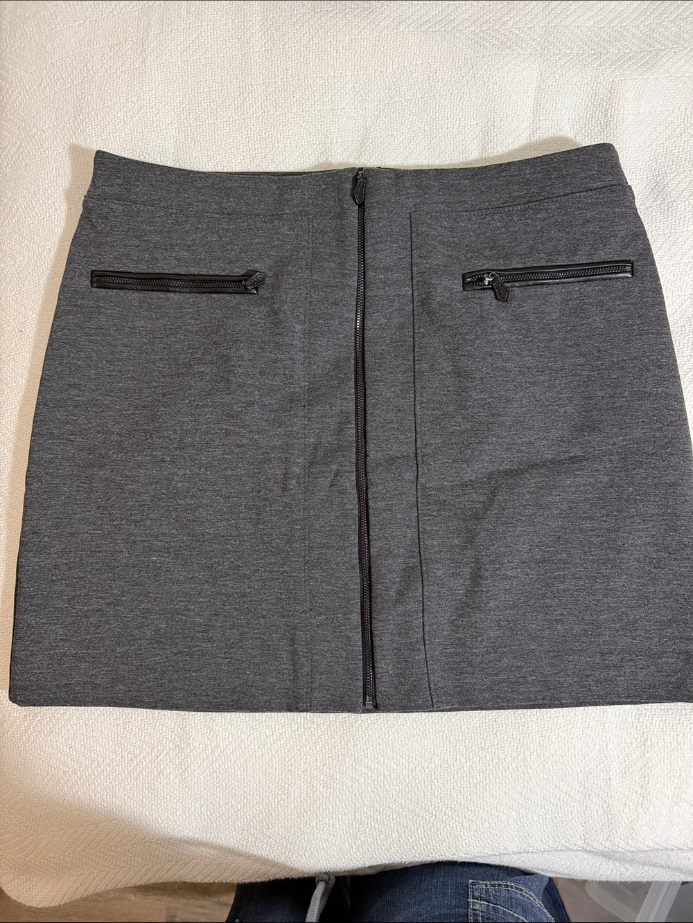 White House Black Market Charcoal Gray Zip-Front Mini Skirt